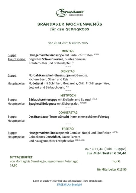 Brandauer Gerngross Wochenmenue KW 18