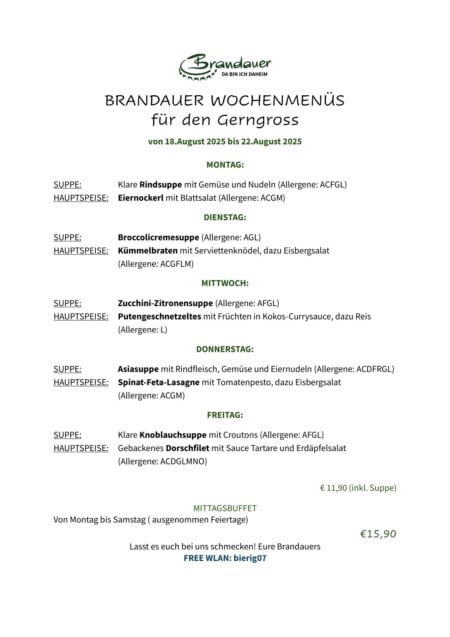 Brandauer Gerngross Mittagsmenü KW 34