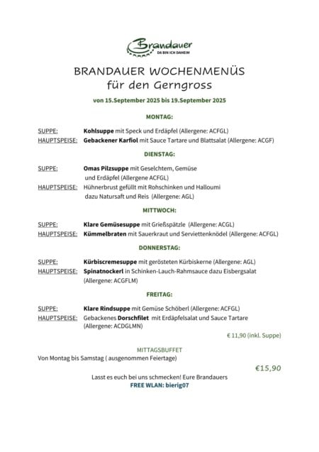Wochenmenue Brandauer Gerngross KW 38