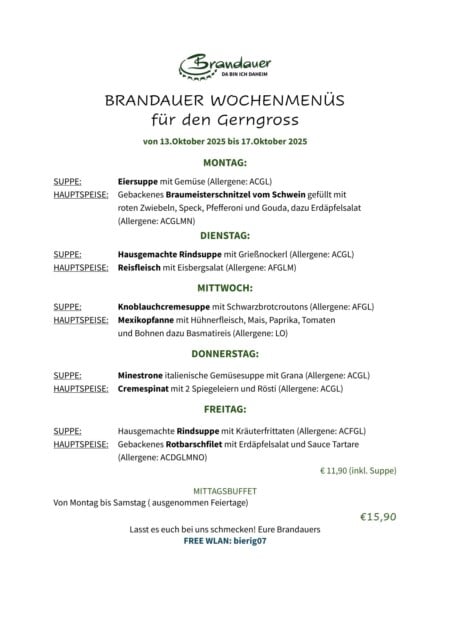 Brandauer Mittagsmenues KW 42
