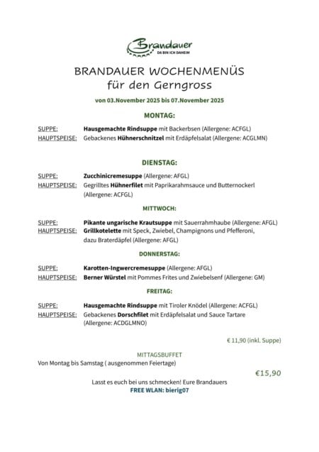 Brandauer Gerngross Mittagsmenü KW 45