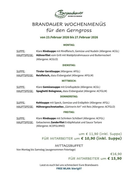 Brandauer Gerngross Mittagsmenue KW 9