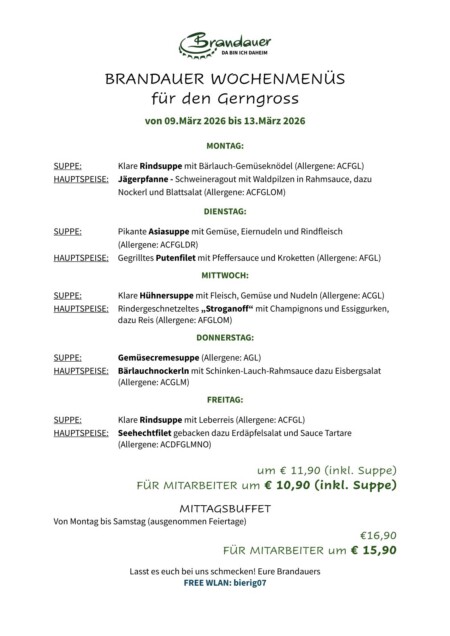 Brandauer Gerngross Mittagsmenue KW 11