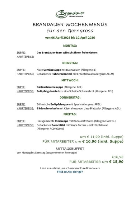KW 15 Brandauer Mittagsmenüs