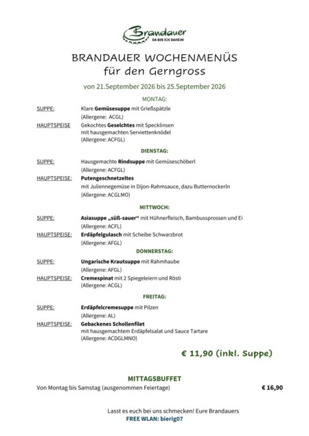 GERNGROSS Brandauer Wochenmenü KW 40
