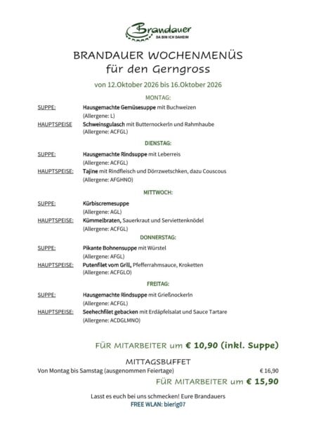 Brandauer GERNGROSS MITTAGSMENUE