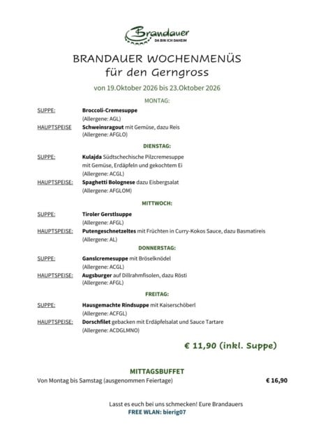 Wochenmenüs Brandauer Gerngross barrierefreie 19.10-23.10.2026