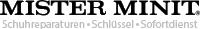 Logo. Mister Minit lettering in black.