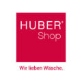 Huber Shop Logo weiße Schrift auf rotem Hintergrund